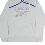 REEBOK Mens Grey Hoodie S Cotton Pullover Casual Sportswear Drawstring Hood