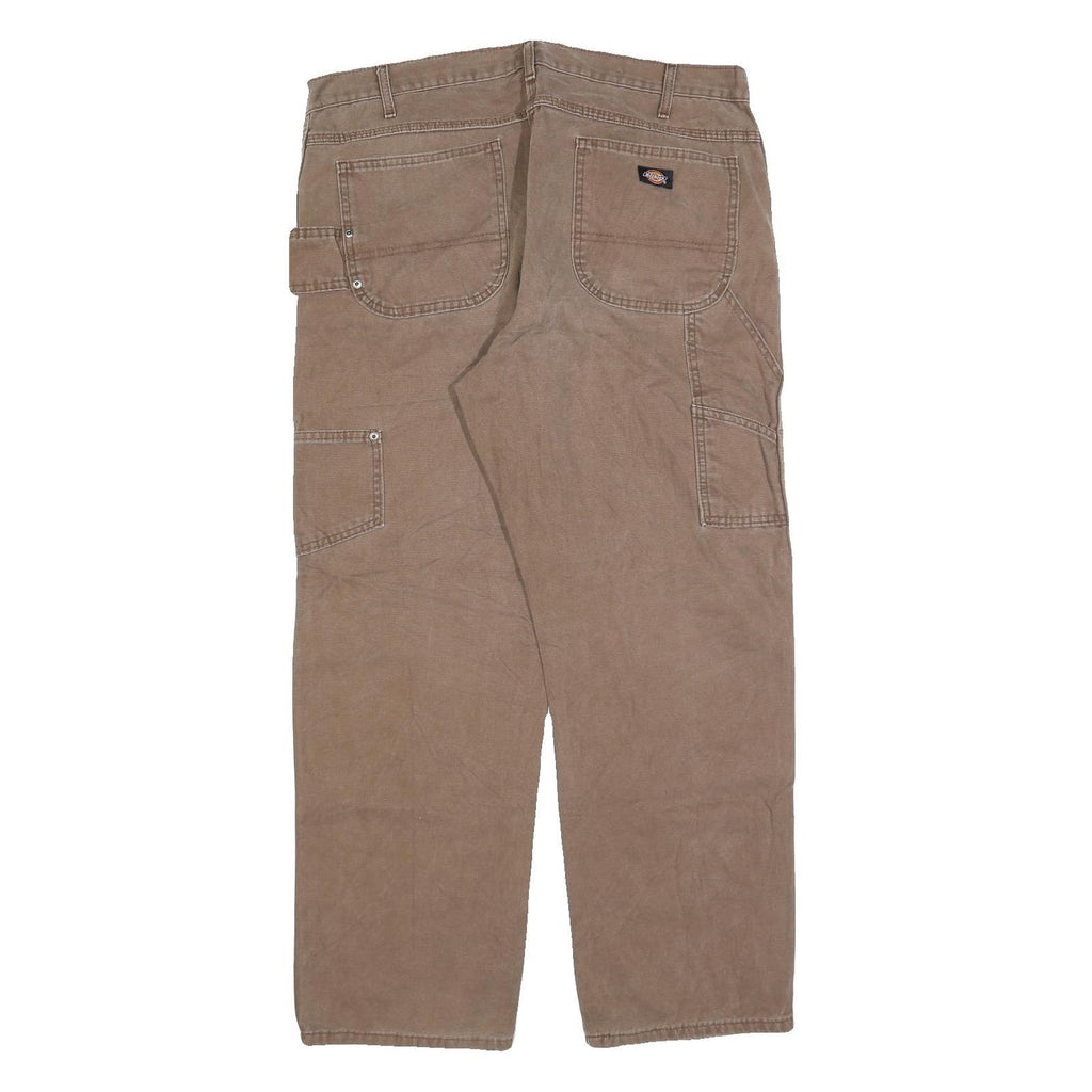 DICKIES Mens Jeans Brown Regular Straight Denim Light W38 L30 Cotton Blend