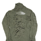 REISS Womens Green Polyester Blend Day Dress UK 12 Textured Long Sleeve Midi