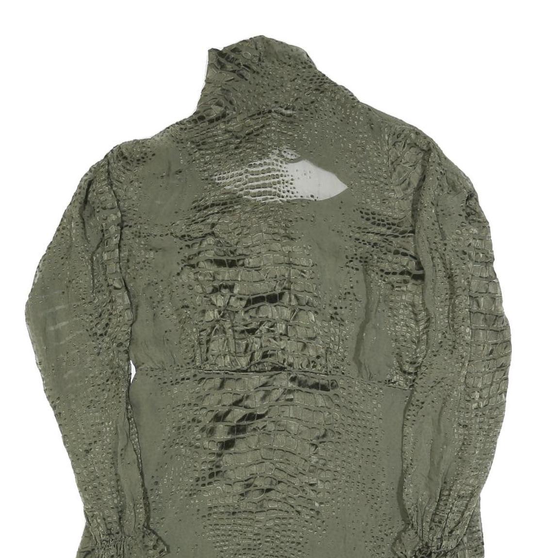 REISS Womens Green Polyester Blend Day Dress UK 12 Textured Long Sleeve Midi