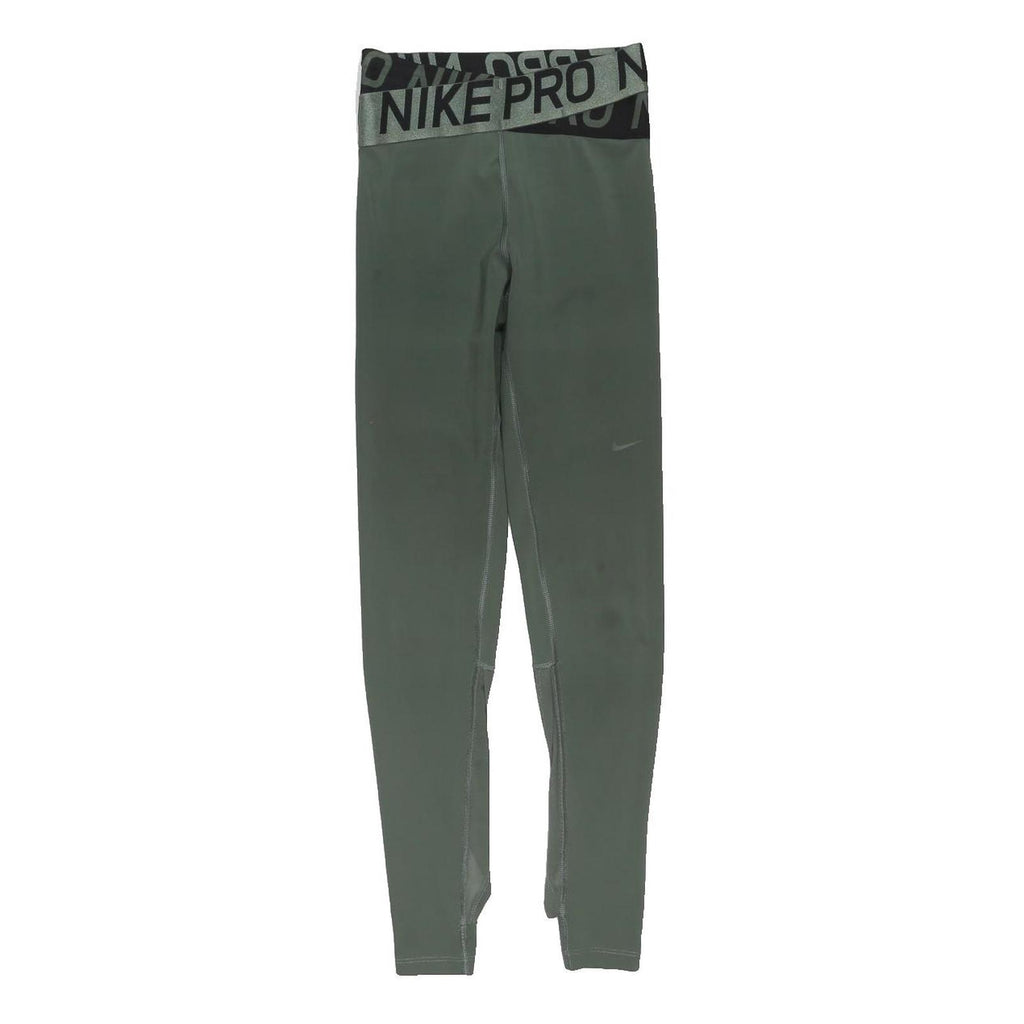 NIKE Womens Sports Leggings Green XS W23 L27 Nike Pro Logo Fit Athletic