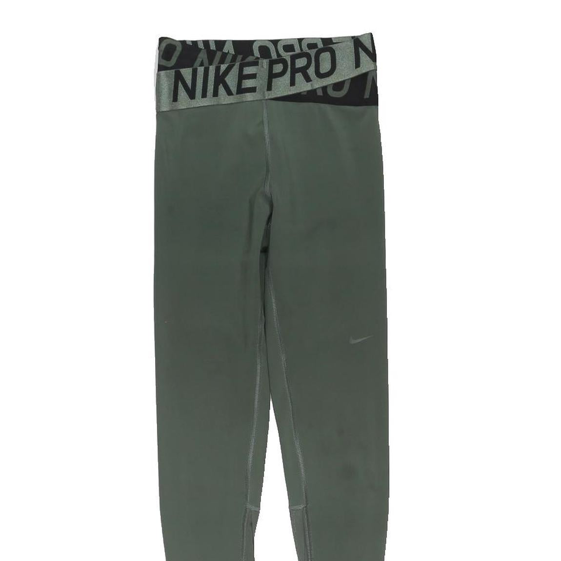 NIKE Womens Sports Leggings Green XS W23 L27 Nike Pro Logo Fit Athletic