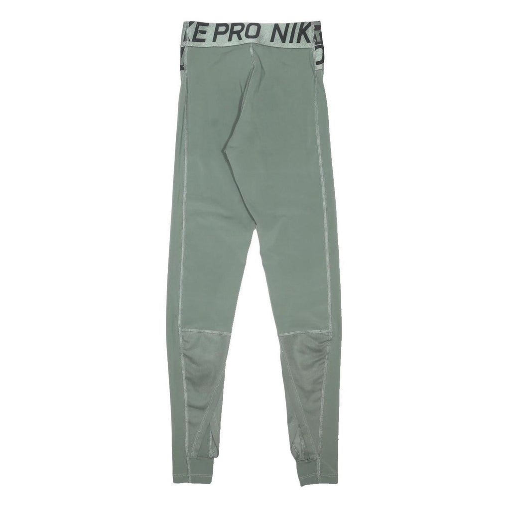 NIKE Womens Sports Leggings Green XS W23 L27 Nike Pro Logo Fit Athletic