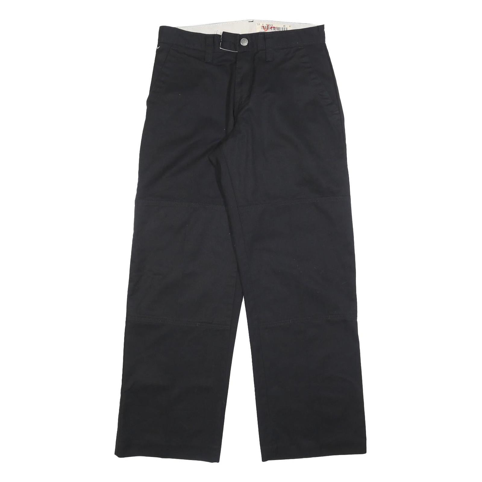 DICKIES Mens Black Cotton Blend Relaxed Straight Trousers W30 L30 Workwear Zip