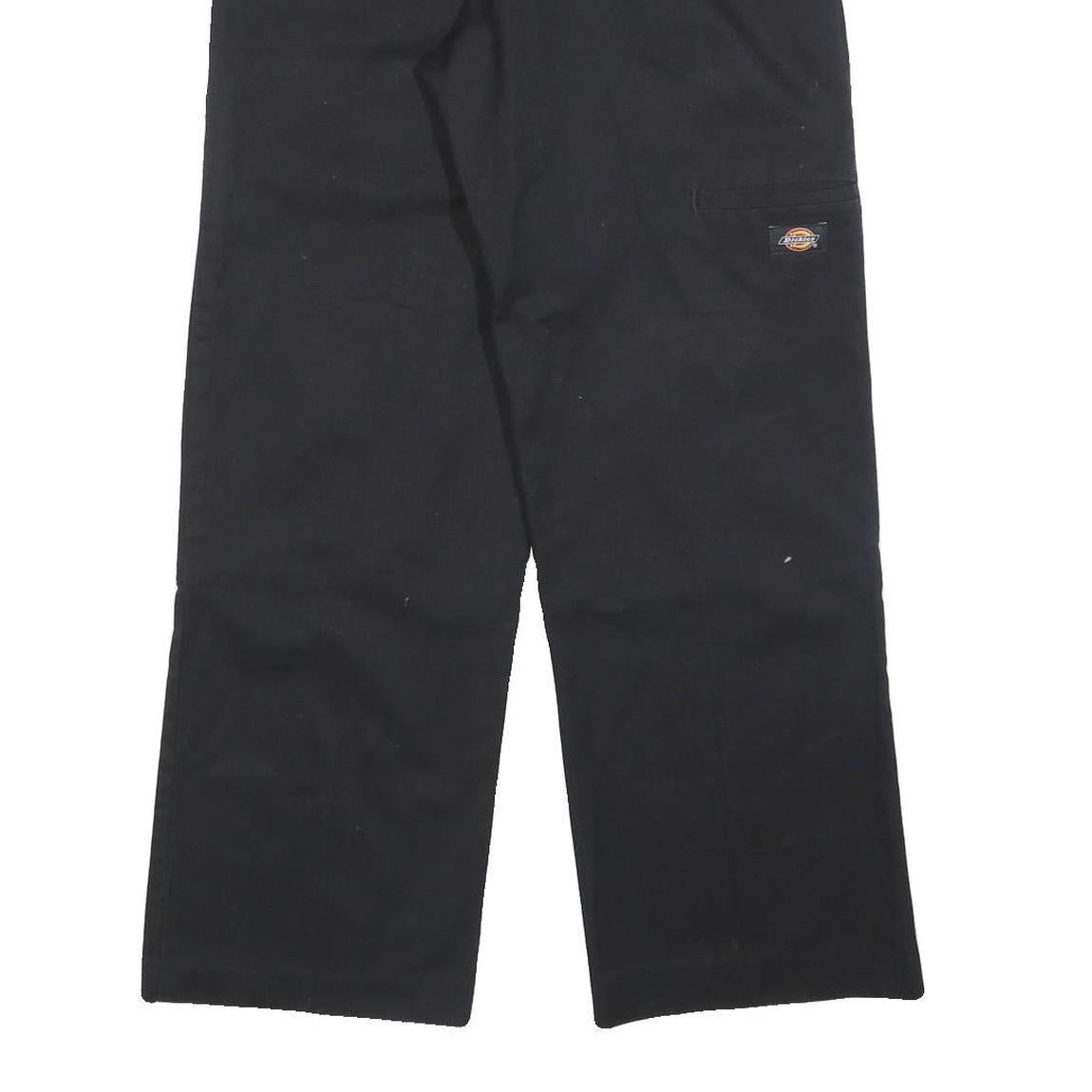 DICKIES Mens Black Cotton Blend Relaxed Straight Trousers W30 L30 Workwear Zip