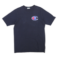CHAMPION Mens Navy Graphic T-Shirt L Short Sleeve Crew Neck Cotton Blend Casual