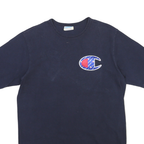 CHAMPION Mens Navy Graphic T-Shirt L Short Sleeve Crew Neck Cotton Blend Casual