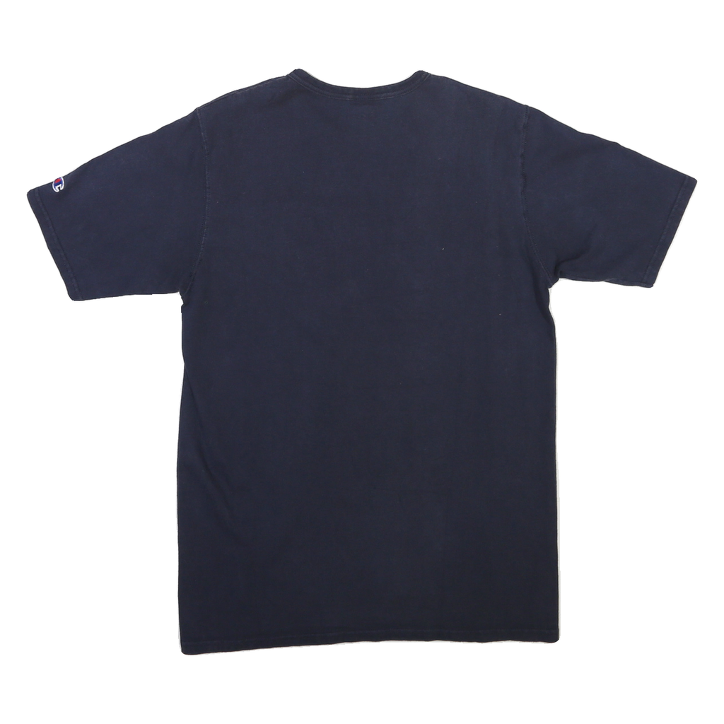 CHAMPION Mens Navy Graphic T-Shirt L Short Sleeve Crew Neck Cotton Blend Casual