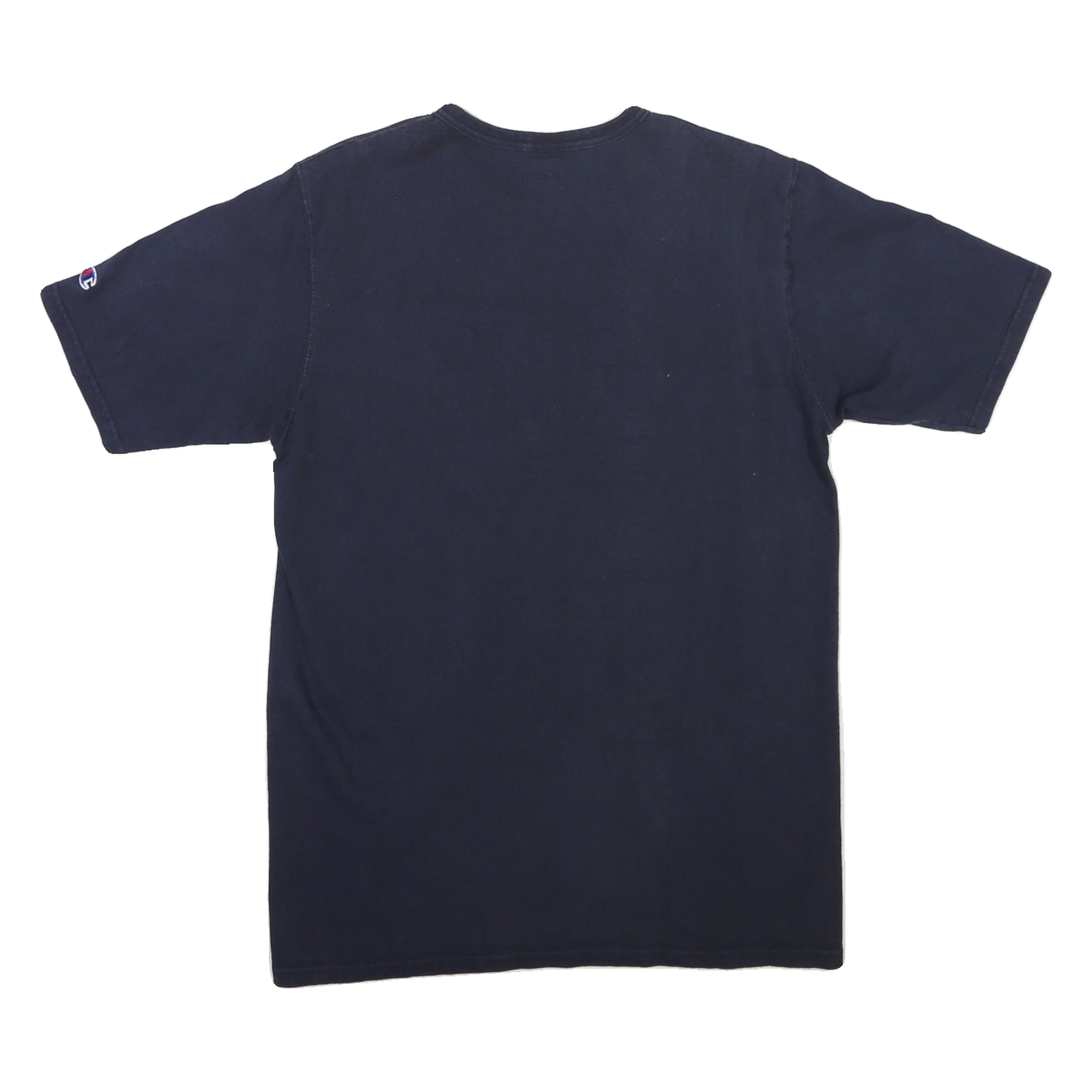 CHAMPION Mens Navy Graphic T-Shirt L Short Sleeve Crew Neck Cotton Blend Casual