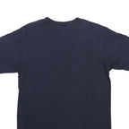 CHAMPION Mens Navy Graphic T-Shirt L Short Sleeve Crew Neck Cotton Blend Casual