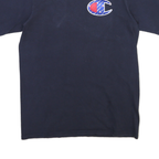 CHAMPION Mens Navy Graphic T-Shirt L Short Sleeve Crew Neck Cotton Blend Casual