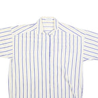 NADINE H Womens White & Blue Striped Cotton Blend Shirt L Casual Summer Button