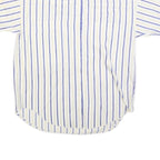 NADINE H Womens White & Blue Striped Cotton Blend Shirt L Casual Summer Button