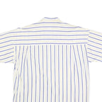 NADINE H Womens White & Blue Striped Cotton Blend Shirt L Casual Summer Button