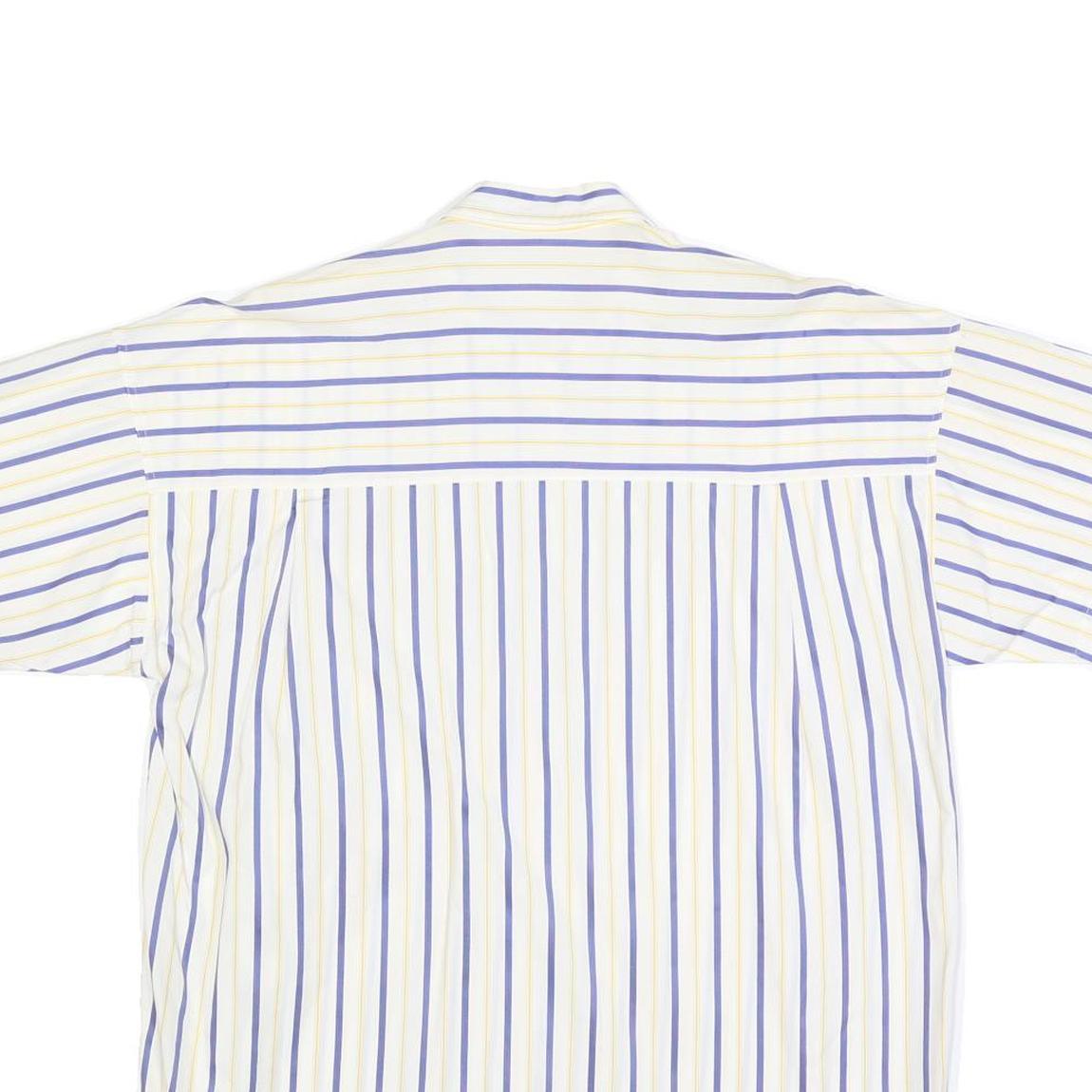 NADINE H Womens White & Blue Striped Cotton Blend Shirt L Casual Summer Button