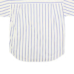 NADINE H Womens White & Blue Striped Cotton Blend Shirt L Casual Summer Button