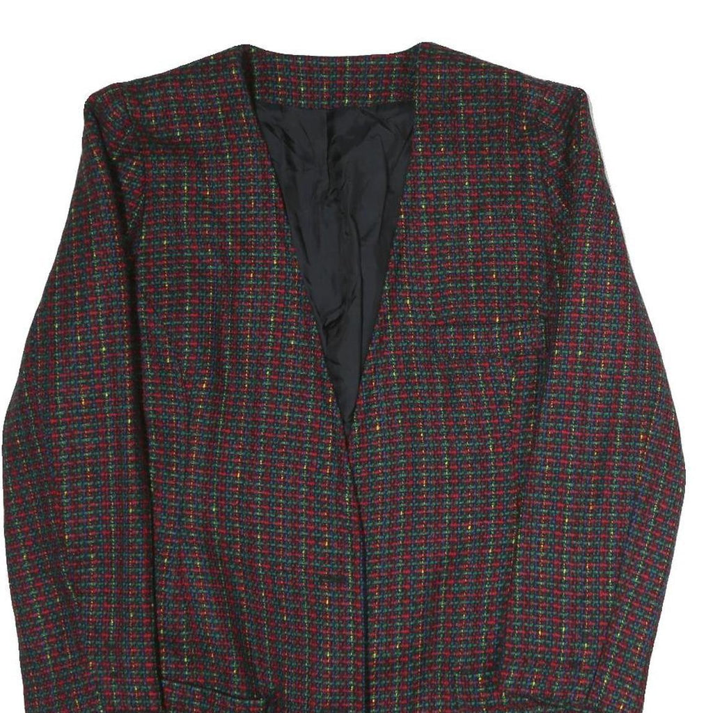 Womens Red & Green Plain Jacket L Polyester Classic Relaxed Fit Long Sleeve