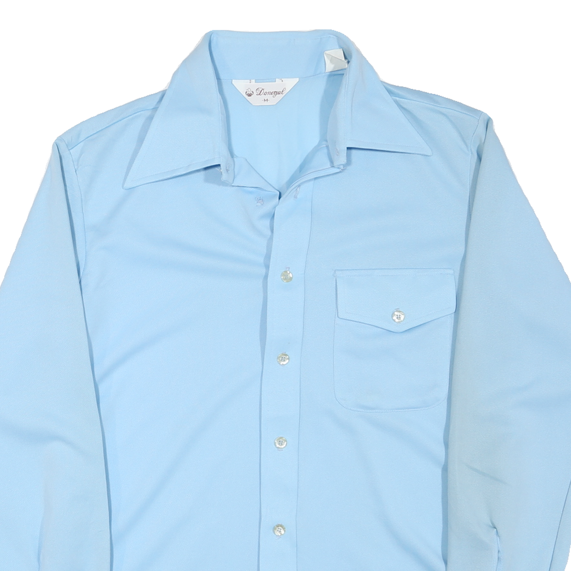 DONEGAL Mens Blue Shirt L Classic Polyester Blend Long Sleeve Button Closure