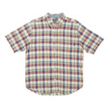 WOOLRICH Mens Blue & Maroon Check Shirt L Cotton Blend Casual Short Sleeve