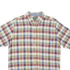 WOOLRICH Mens Blue & Maroon Check Shirt L Cotton Blend Casual Short Sleeve