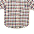 WOOLRICH Mens Blue & Maroon Check Shirt L Cotton Blend Casual Short Sleeve