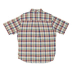 WOOLRICH Mens Blue & Maroon Check Shirt L Cotton Blend Casual Short Sleeve
