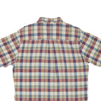 WOOLRICH Mens Blue & Maroon Check Shirt L Cotton Blend Casual Short Sleeve