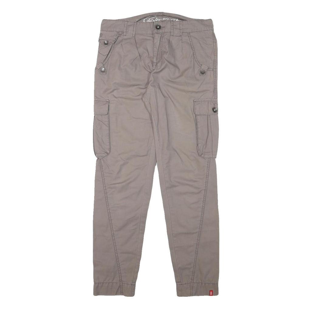 ESPRIT Womens Cotton Blend Beige Relaxed Cargo Trousers W32 L31 Casual Utility