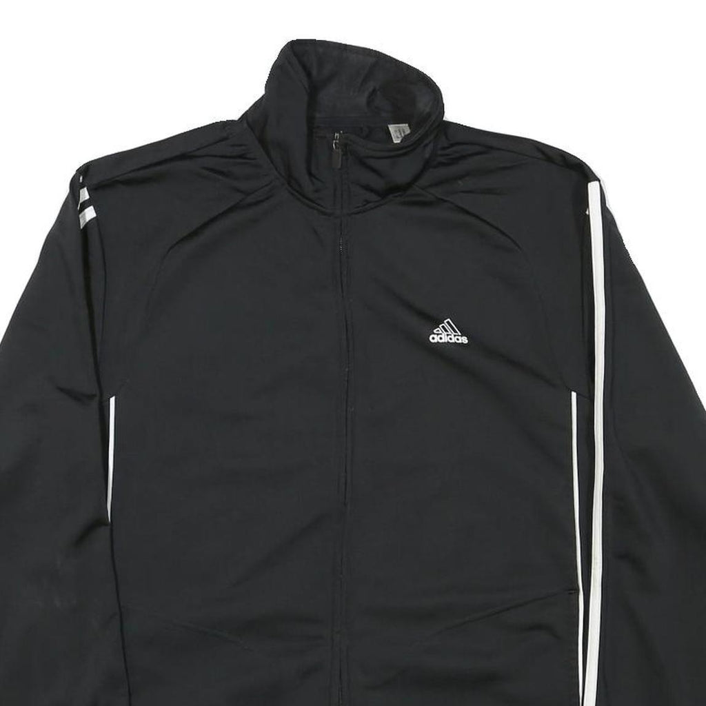 ADIDAS Mens Black & White Zip Jacket M Polyester Blend Track Sportswear