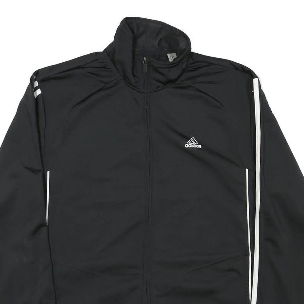 ADIDAS Mens Black & White Zip Jacket M Polyester Blend Track Sportswear