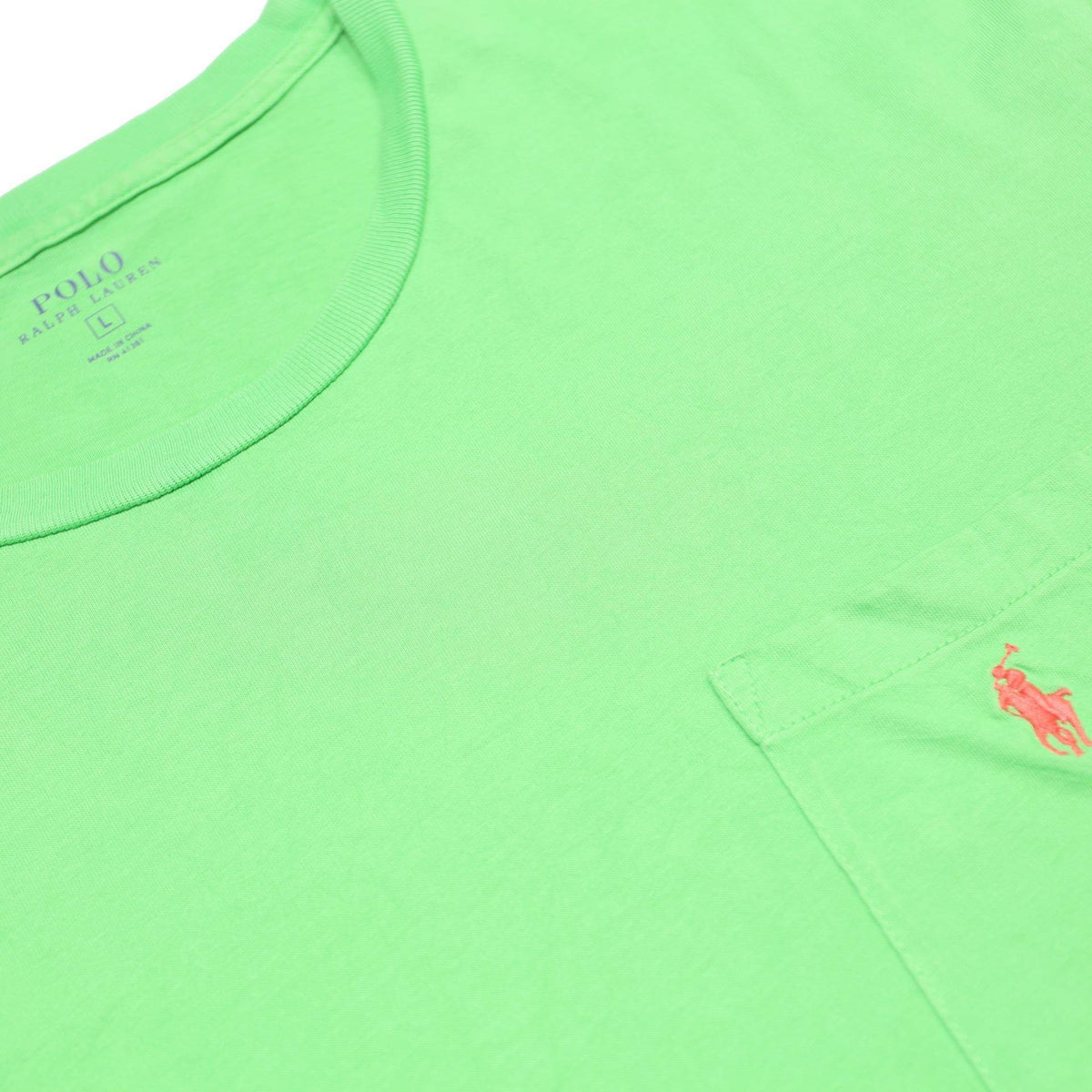 POLO RALPH LAUREN Mens Green T-Shirt L Short Sleeve Crew Neck Pocket Logo