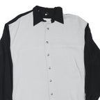 ZAZZA Mens Black & White Shirt L Polyester Blend Long Sleeve Button Closure