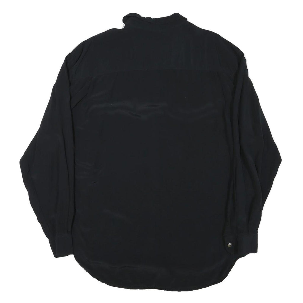 ZAZZA Mens Black & White Shirt L Polyester Blend Long Sleeve Button Closure