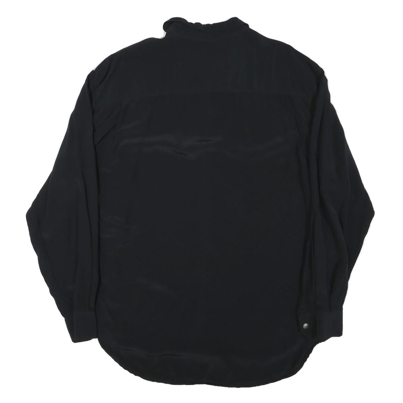 ZAZZA Mens Black & White Shirt L Polyester Blend Long Sleeve Button Closure