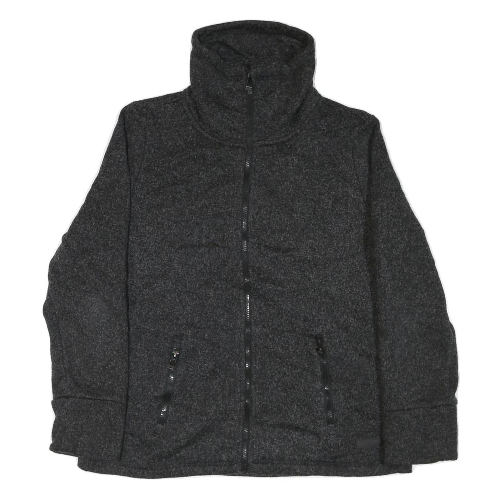 CALVIN KLEIN Womens Black & Charcoal Zip Up Jacket XL Cotton Blend Knit Casual