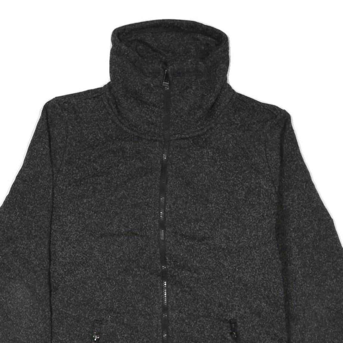 CALVIN KLEIN Womens Black & Charcoal Zip Up Jacket XL Cotton Blend Knit Casual