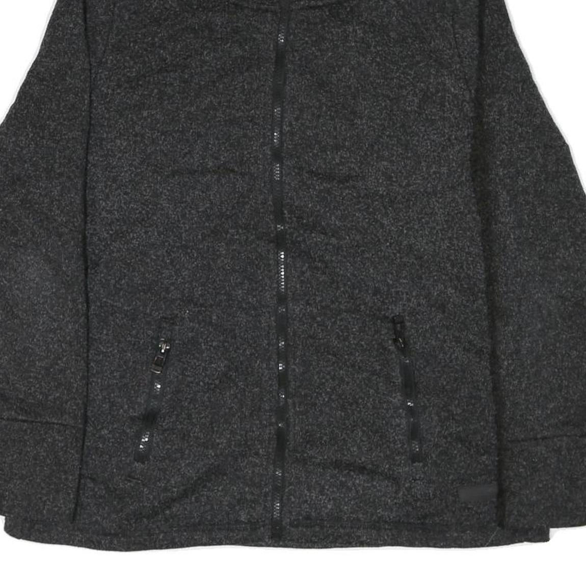 CALVIN KLEIN Womens Black & Charcoal Zip Up Jacket XL Cotton Blend Knit Casual