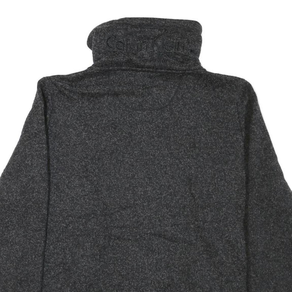 CALVIN KLEIN Womens Black & Charcoal Zip Up Jacket XL Cotton Blend Knit Casual