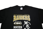 JERZEES Mens Black 2007 Soccer Champs Graphic T-Shirt L Short Sleeve Crew Neck