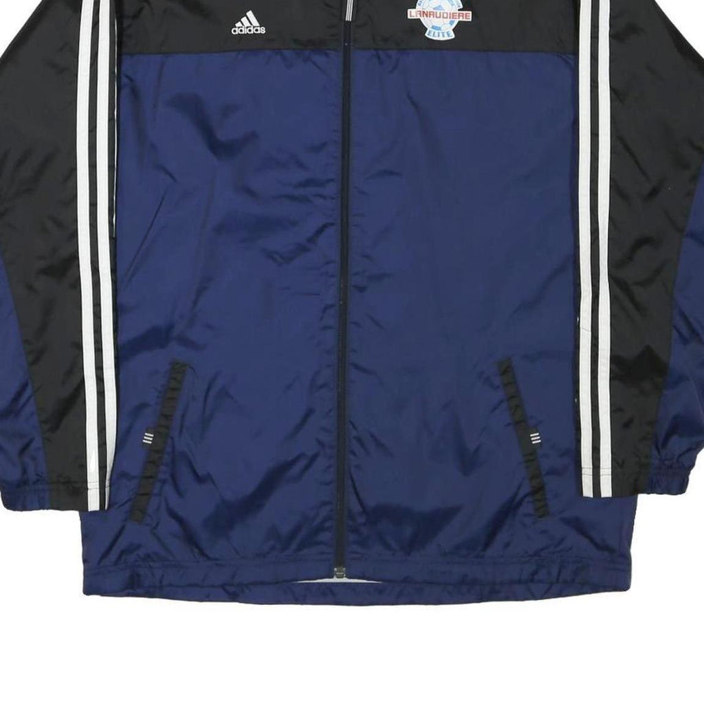 ADIDAS Womens Blue & Black Nylon Track Jacket XL Zip Casual Sport Retro