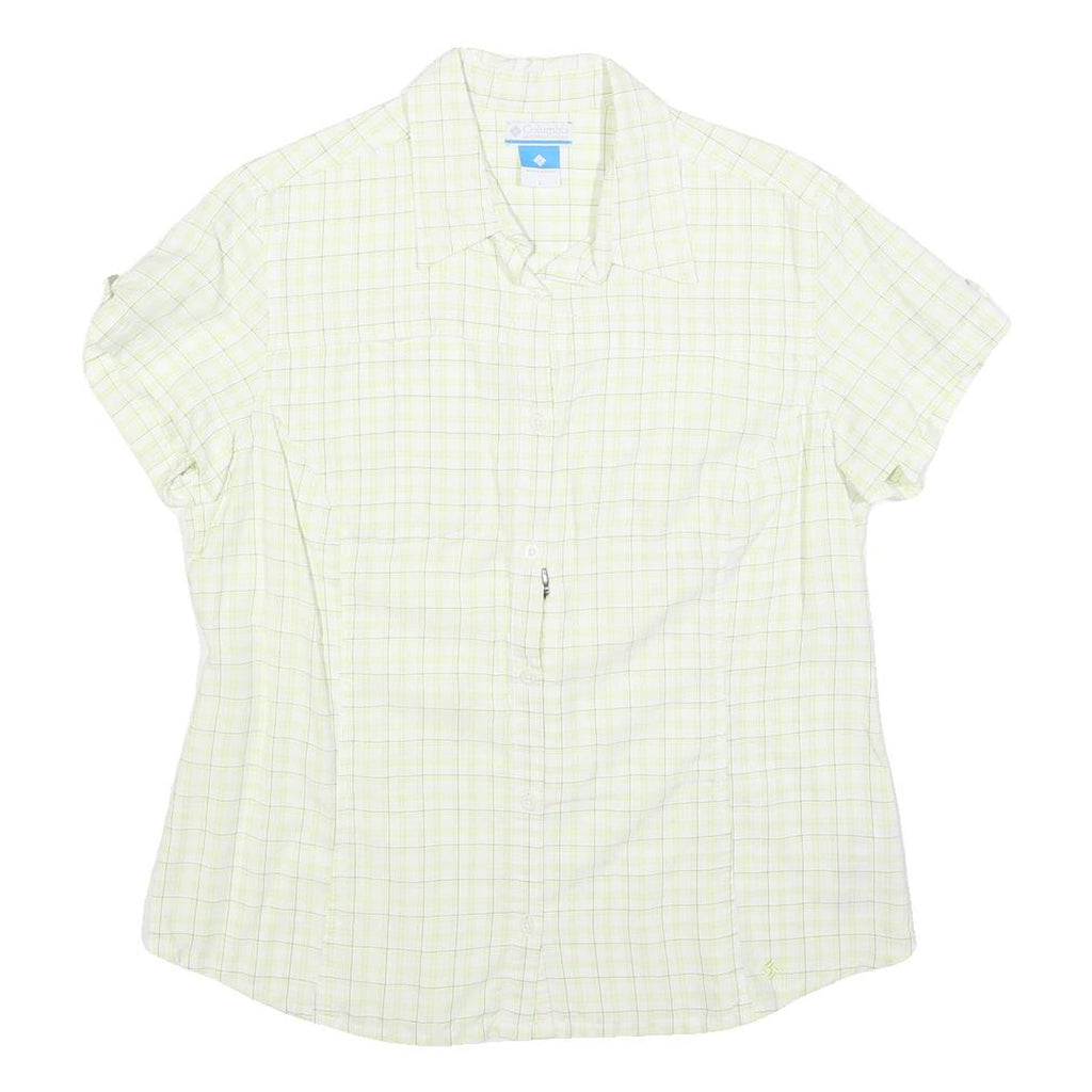 COLUMBIA Womens White & Green Check Shirt L Lightweight Casual Outdoor Summer