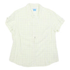 COLUMBIA Womens White & Green Check Shirt L Lightweight Casual Outdoor Summer