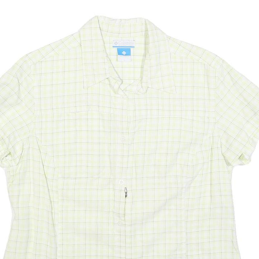 COLUMBIA Womens White & Green Check Shirt L Lightweight Casual Outdoor Summer