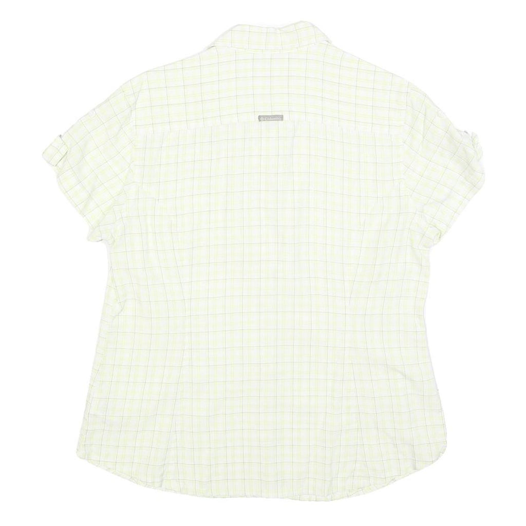 COLUMBIA Womens White & Green Check Shirt L Lightweight Casual Outdoor Summer