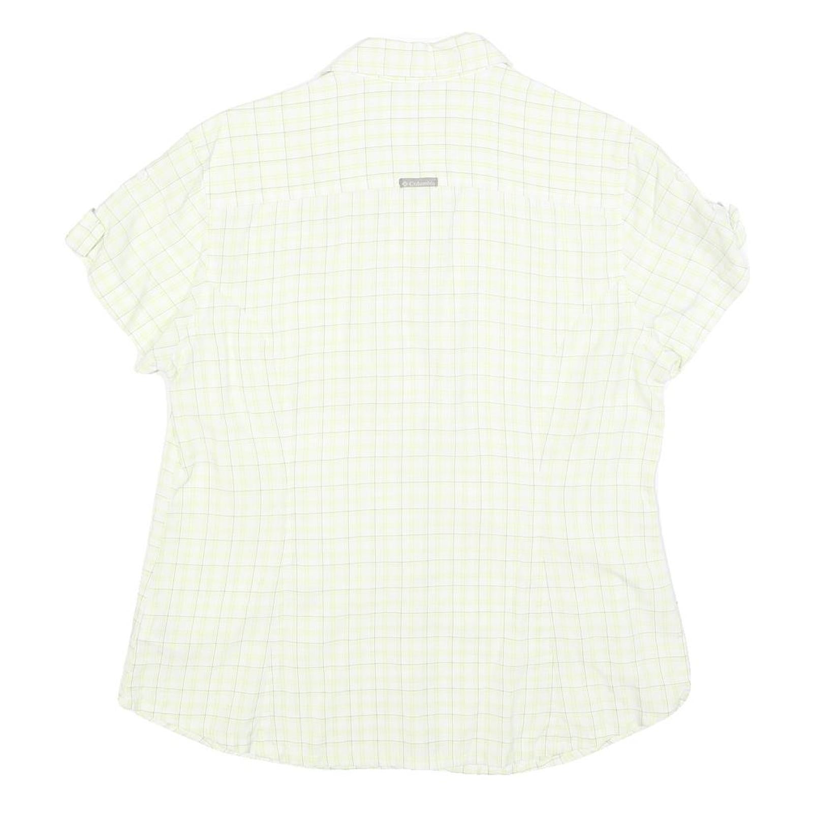 COLUMBIA Womens White & Green Check Shirt L Lightweight Casual Outdoor Summer