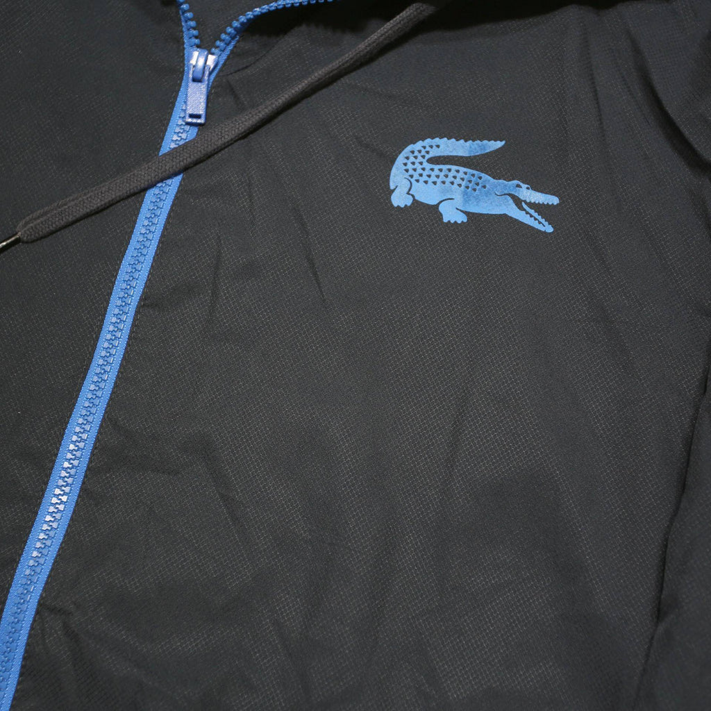 LACOSTE Mens Blue Navy & Royal Blue Zip Up Hooded Jacket M Polyester Blend