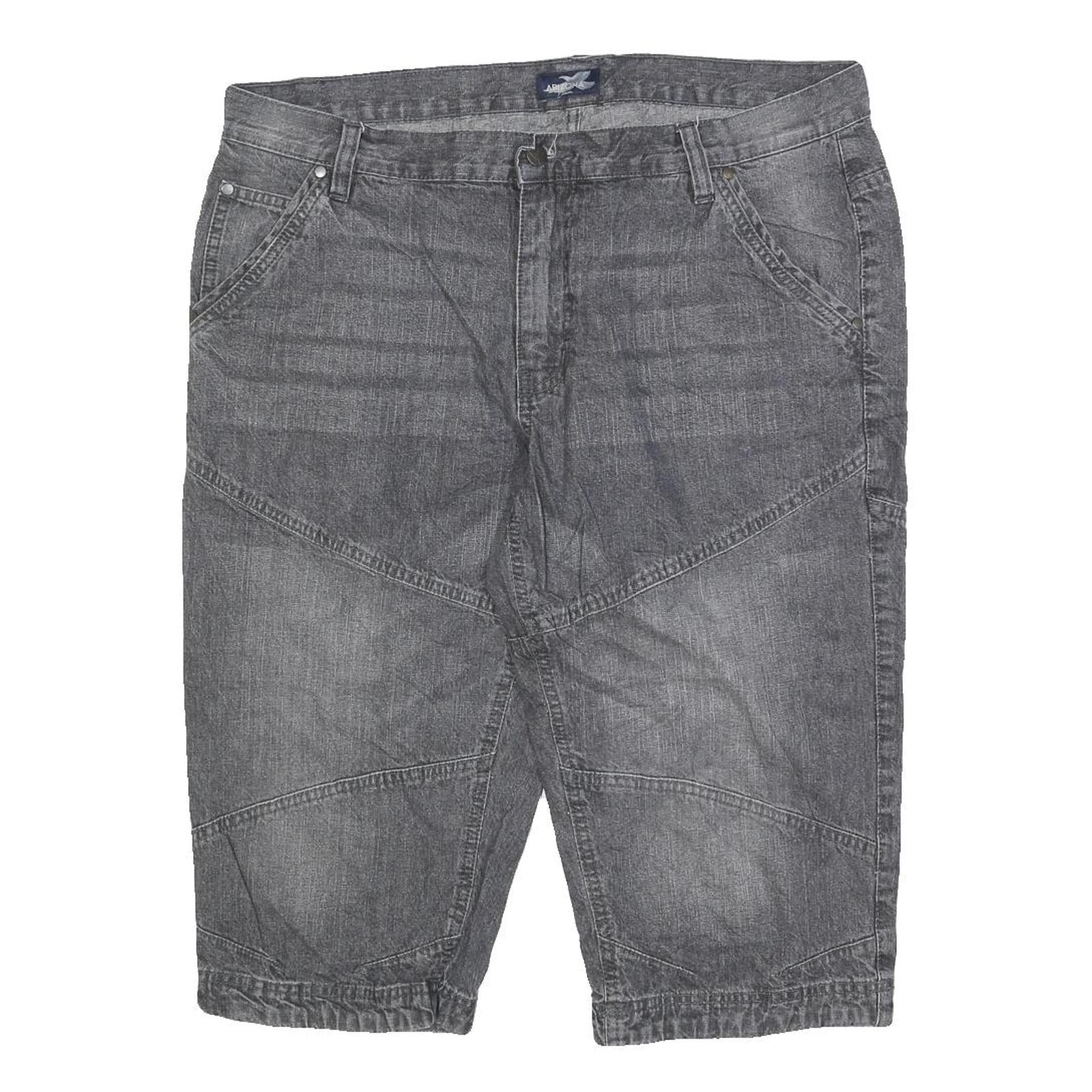 ARIZONA JEAN COMPANY Mens Grey Casual Denim Shorts XL W38 Relaxed Fit Reflective