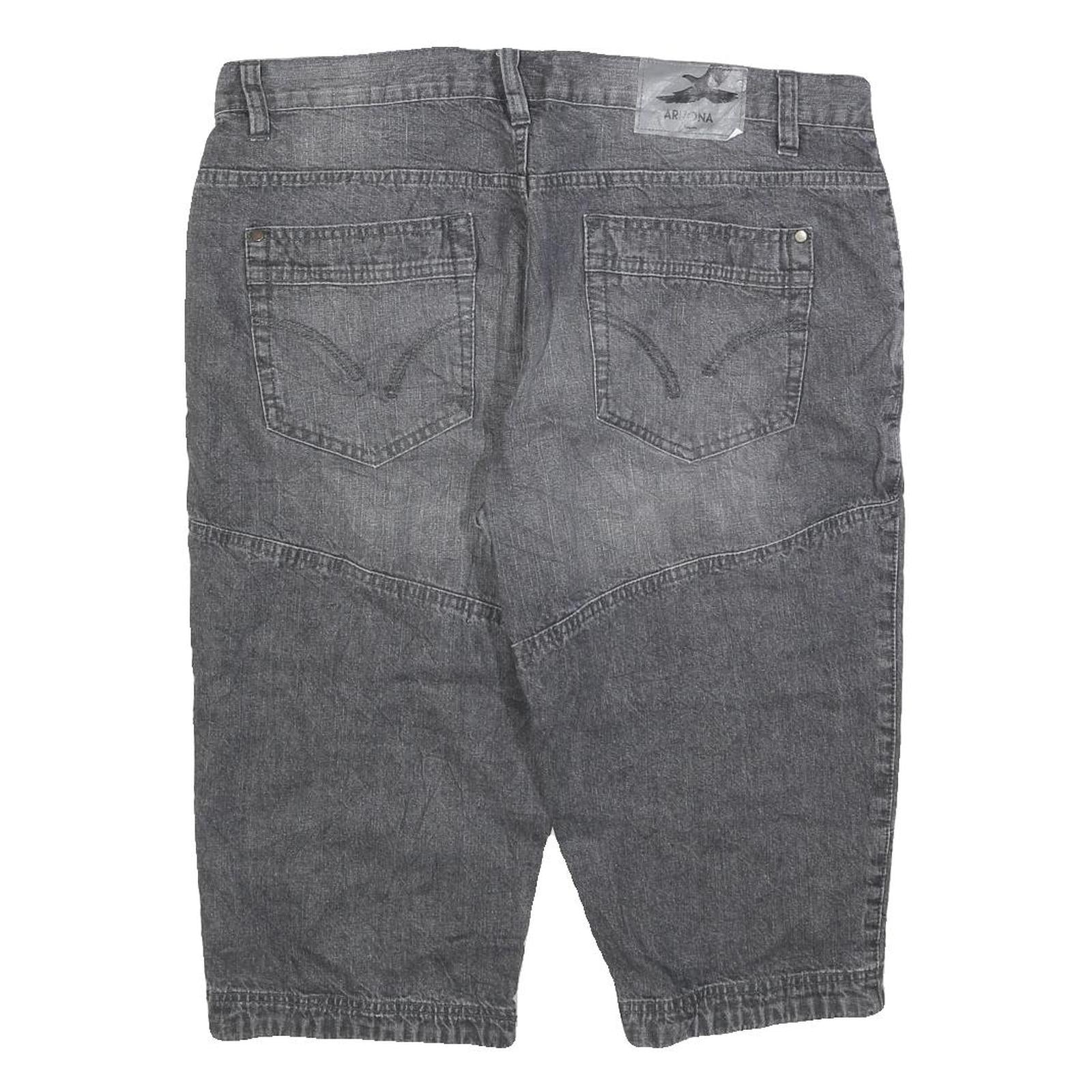 ARIZONA JEAN COMPANY Mens Grey Casual Denim Shorts XL W38 Relaxed Fit Reflective