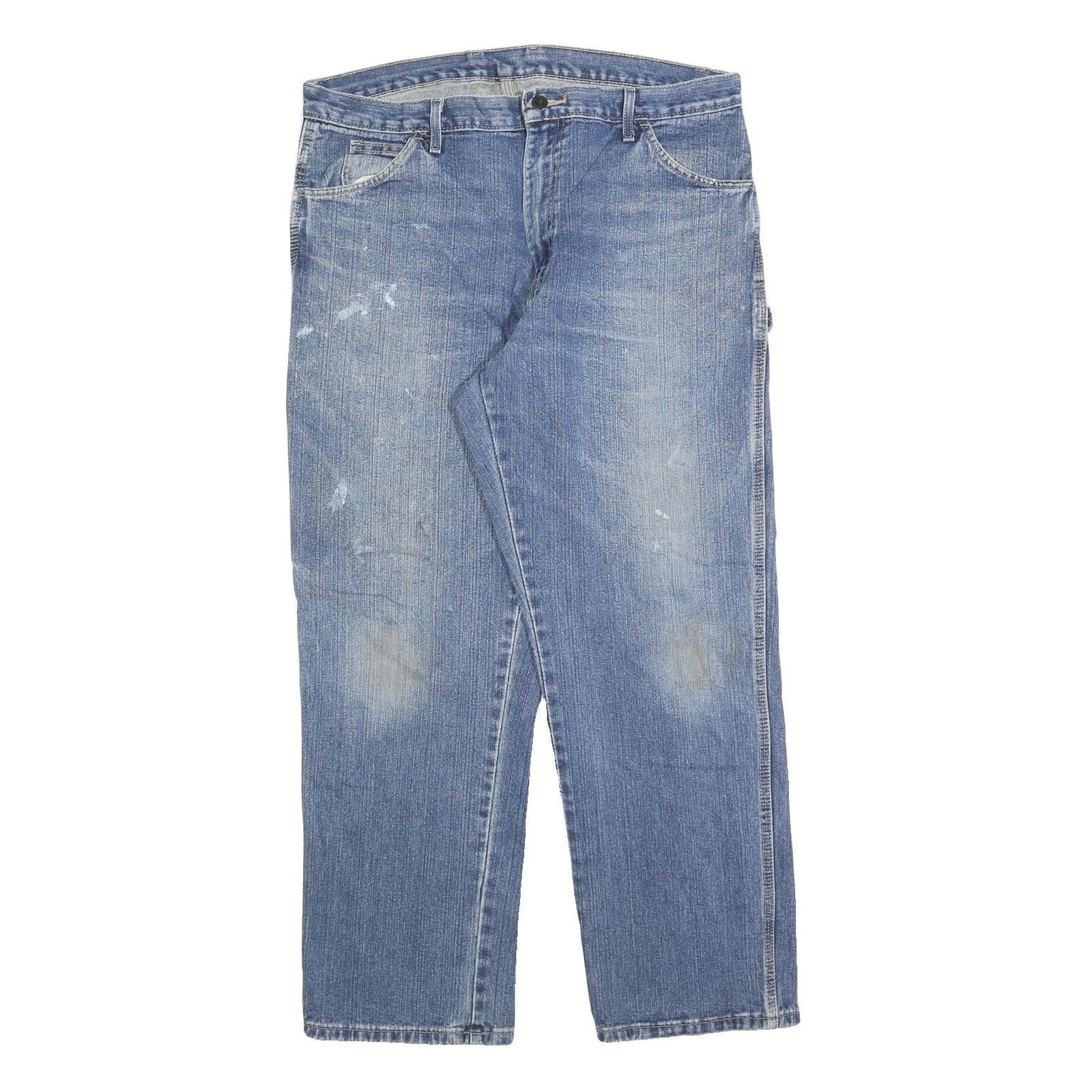 DICKIES Mens Jeans Blue Regular Straight Denim Medium W36 L30 Casual Workwear