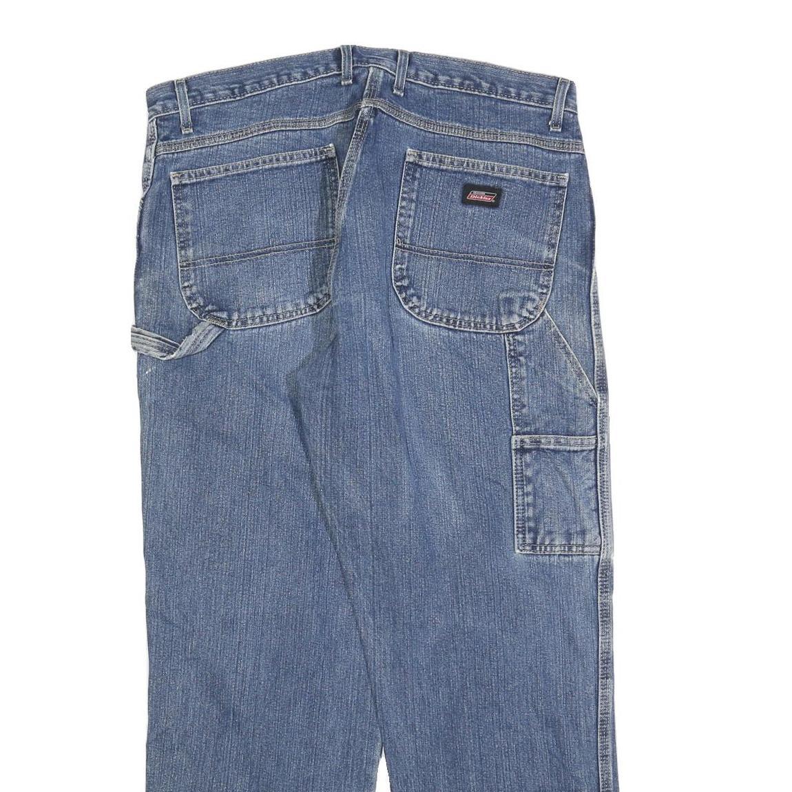 DICKIES Mens Jeans Blue Regular Straight Denim Medium W36 L30 Casual Workwear